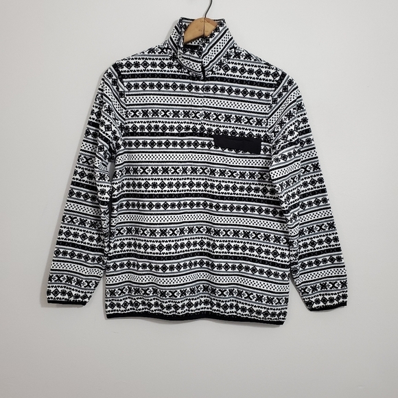 Jachs Black/White Fair Isle Print Pullover Sweatshirt - Picture 1 of 4